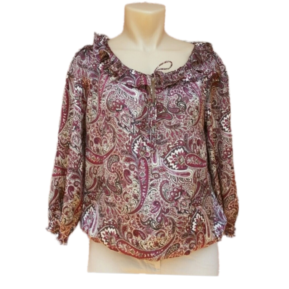 M Dress Barn Paisley Ruffle Tie Bubble